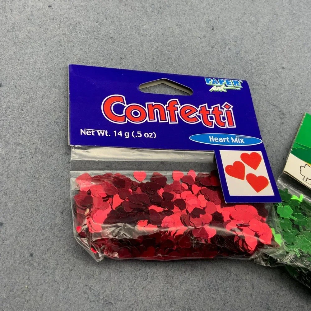 Confetti Lot Valentines Day Saint Patricks Heart Shamrock Red Green Clover